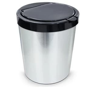Lixeira Inox 10 Litros com Tampa Click | Cesto de Lixo para Escritório, Banheiro e Cozinha