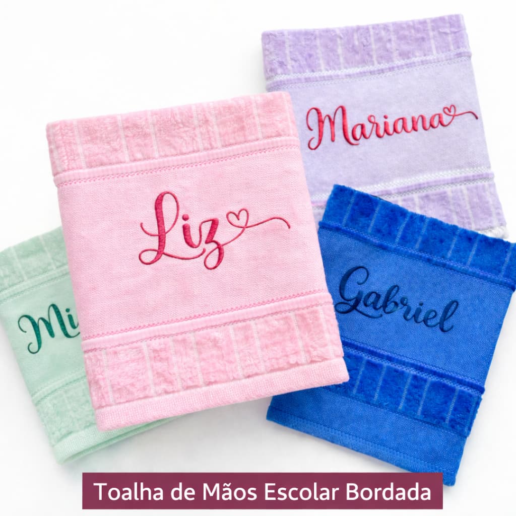 Toalha Personalizada com Nome Bordado – Toalha de Mãos Infantil Escolar, de Boca e outros