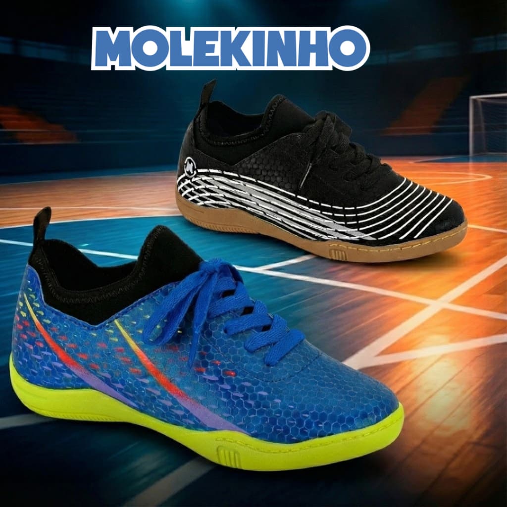 Tênis Chuteira Infantil Molekinho Futsal Confortável Antiderrapante Escola e Lazer