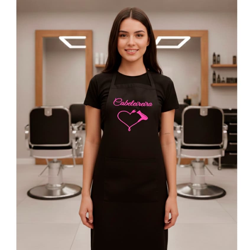 Avental Cabeleireira Estampa Rosa salão de beleza