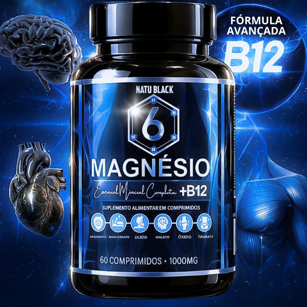6 Magnesio Com B12 Original METILCOBALAMINA Super Fórmula 01 POTE PARA 2 MESES - ENVIO IMEDIATO