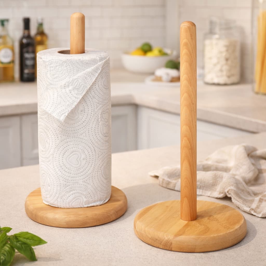 Porta Papel Toalha Para Mesa Bancada Suporte Bambu Rolo Acabamento Suporte Papel Toalha