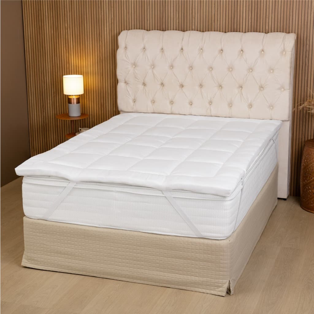 Pillow Top Casal 400 Fios Protetor de Colchão com Elástico | Macio, Aconchegante Lavável
