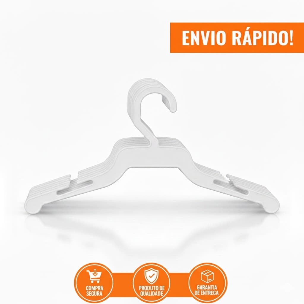 Kit 50 100 150 200 300 Cabides Infantil Para Roupas Bodys de Plástico Bebê Pets Branco Off-White