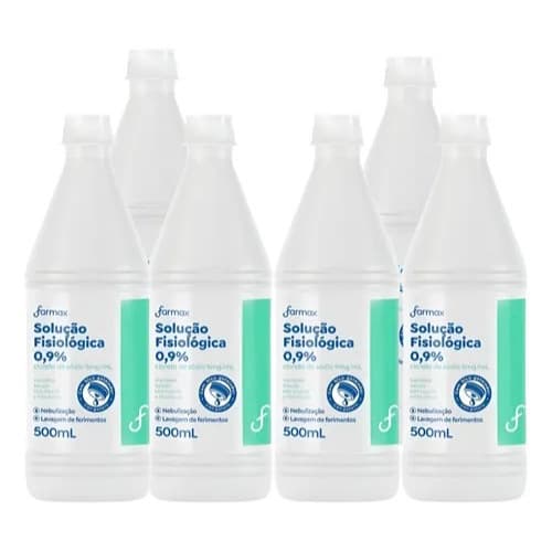 Kit 6 Soro Fisiológico 0,9% 500ml Farmax – Higiene, Nebulização e Lavagem Nasal