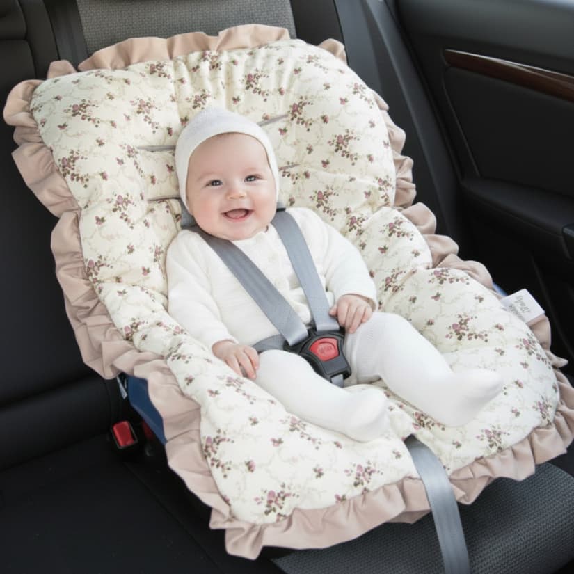 Capa de Bebê Conforto Macia Acolchoada 100% Algodão com Elástico Liso Estampada Galzerano Cosco Safety Burigoto
