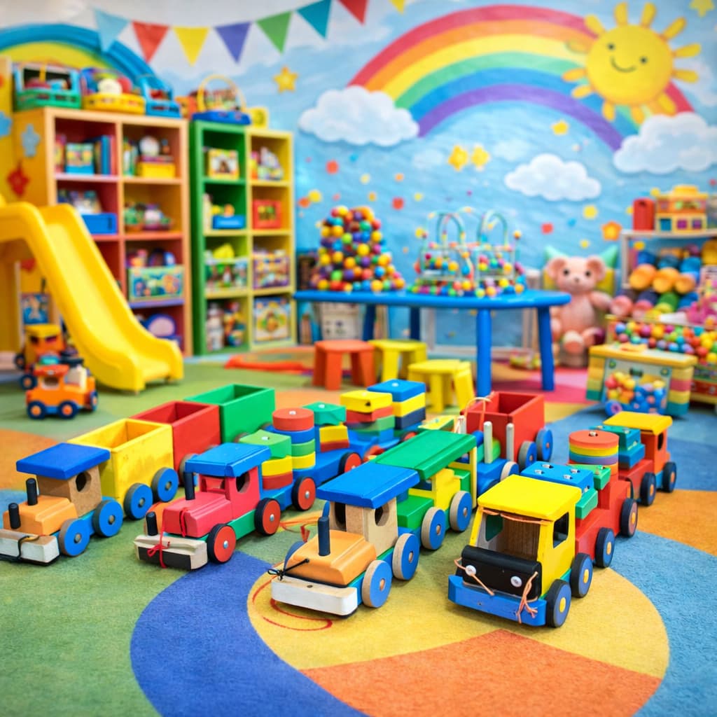 Brinquedo Pedagógico Trenzinho Maria Fumaça de Carga em Madeira