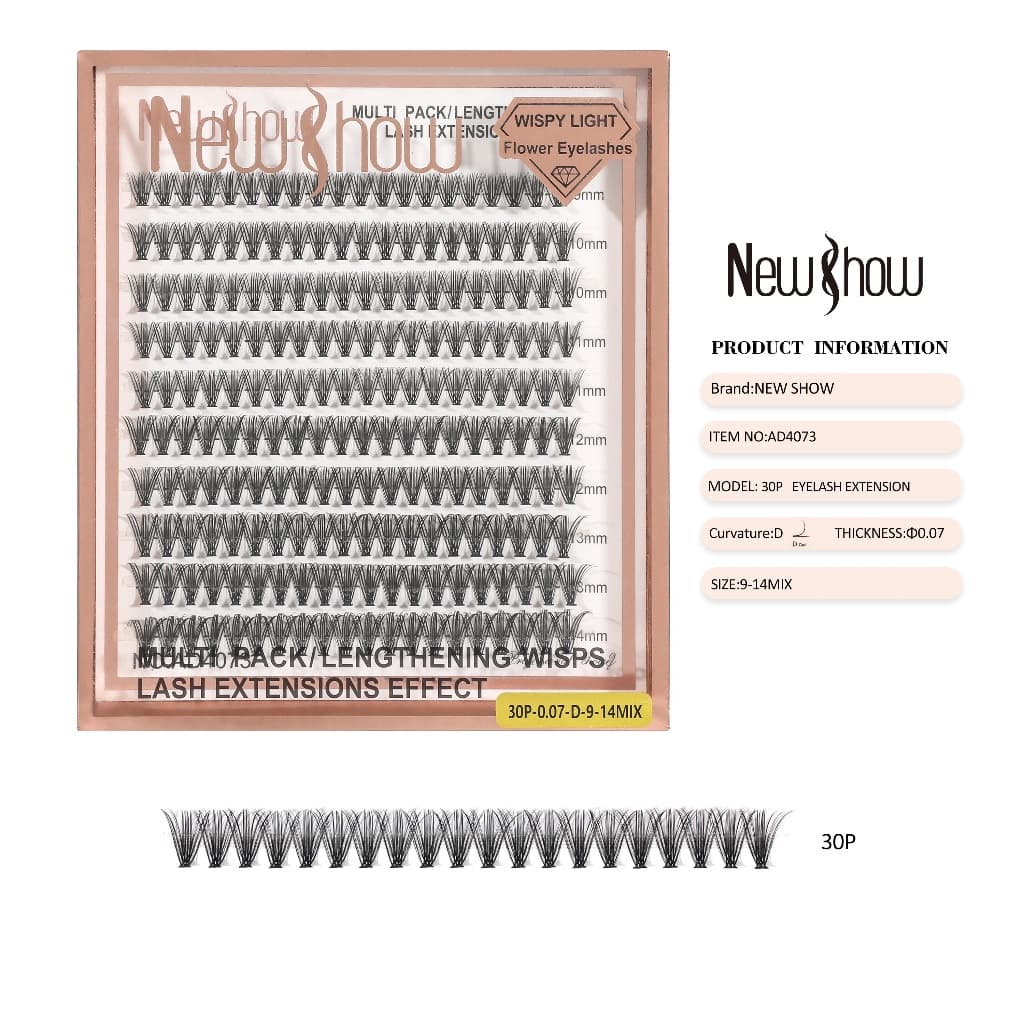 New Show Cílios extensão de Cilios Postiços -Tufos sem Nó-12P/20P/30P/40P-0.10-D 9-14MIX