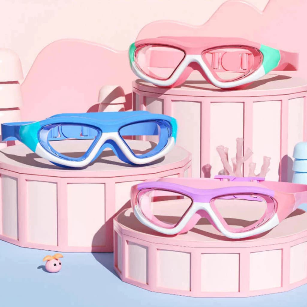 Óculos Natação Infantil Profissional Antiembaçante HD Alta Definição e Protetor De Ouvido Integrado Silicone Confortável