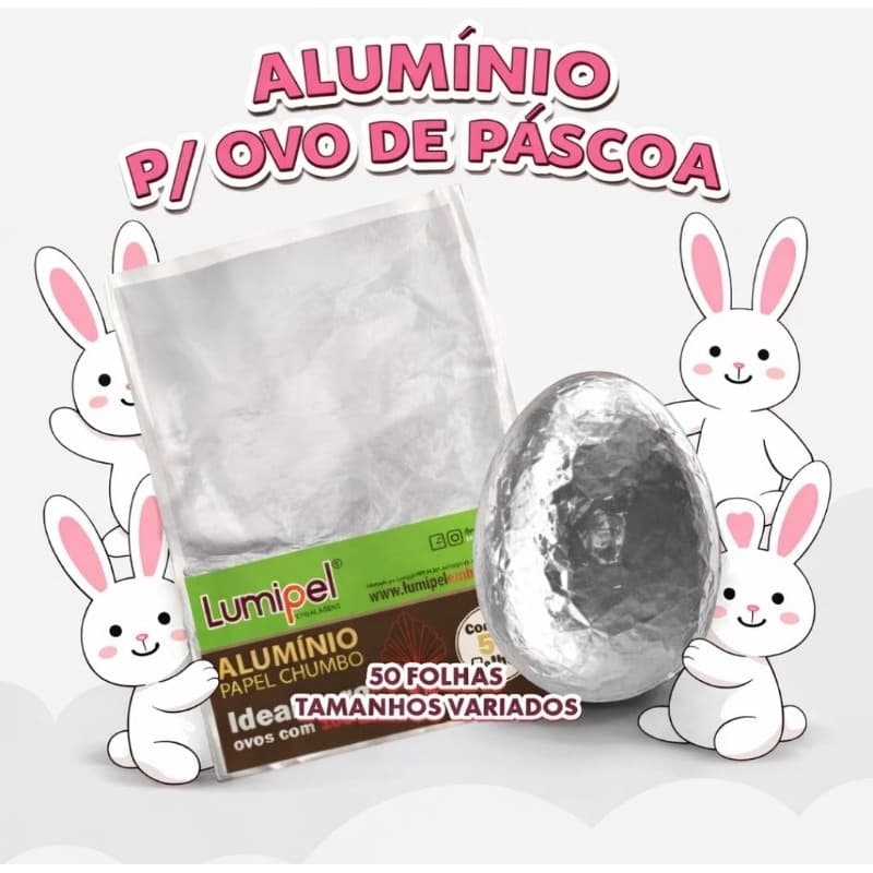 50 folhas de alumínio para ovos de Páscoa de 100g a 500g