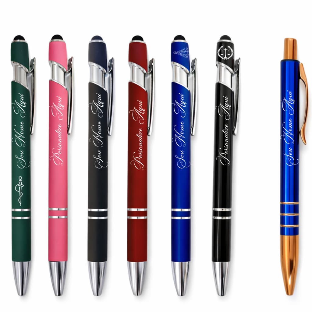 Caneta Metal e Touch Personalizada - Nome, Logo, Profissão, Time