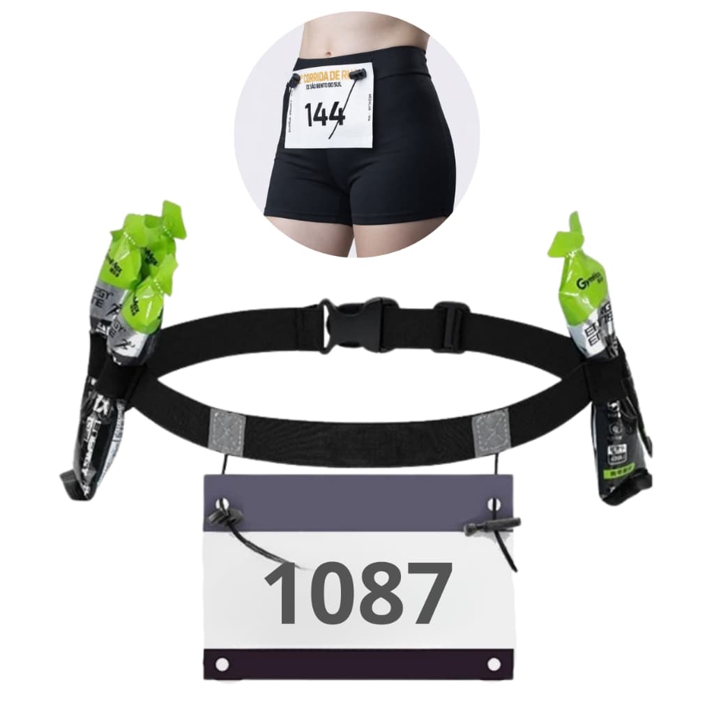 Cinto Porta Numero Para Corrida Triathlon Ciclismo Carbo Gel Caminhada