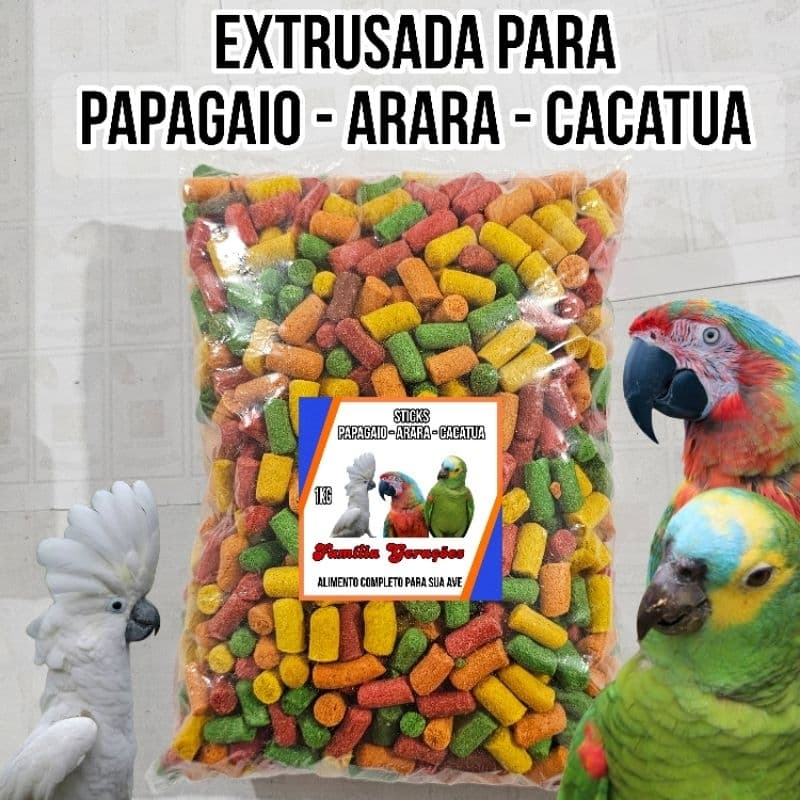 Sticks - ração extrusada Papagaio - Arara e Cacatua (1kg)