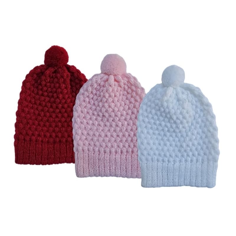 Touca gorro Bebê de Tricô com 3 Menino e Menina recem nascidos