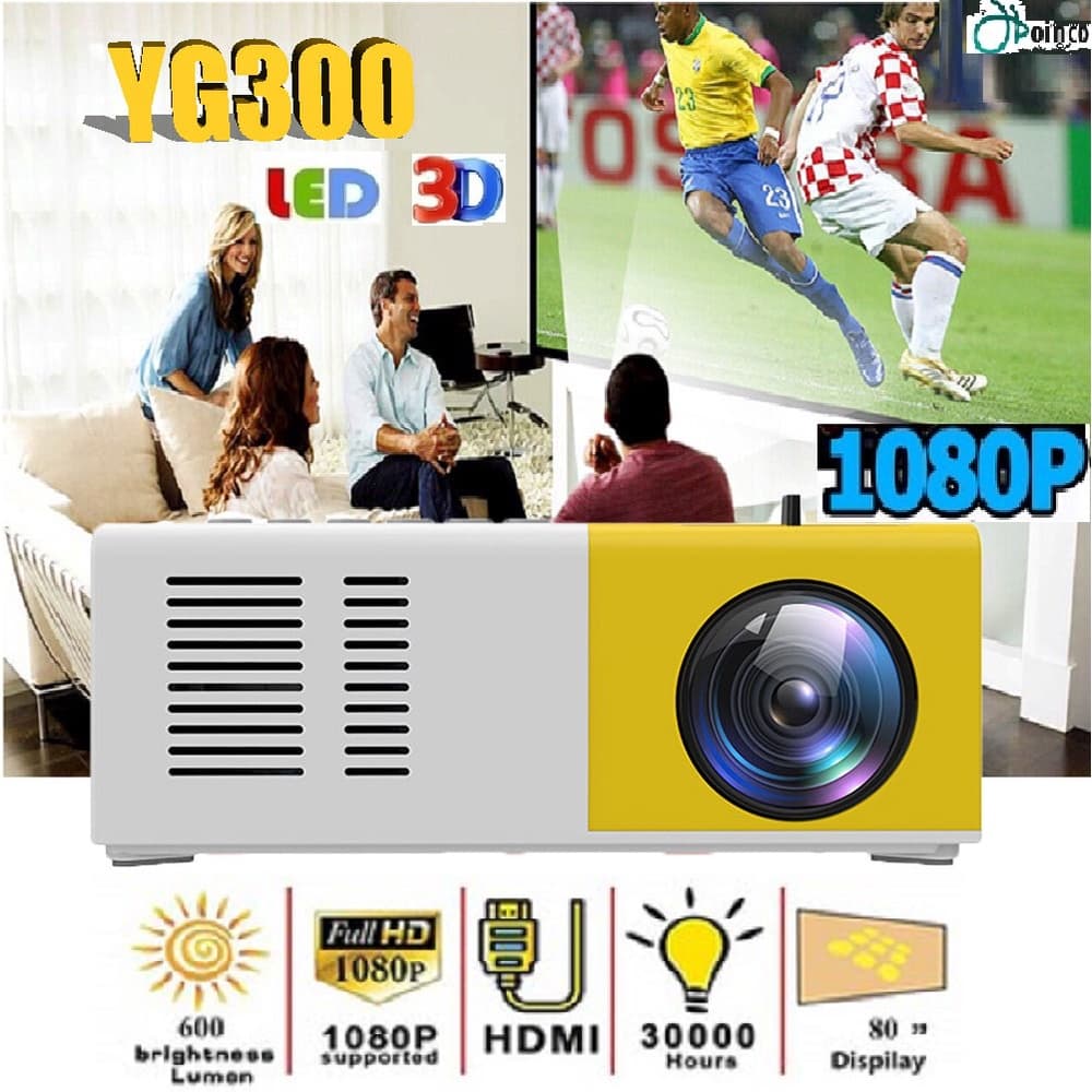 Mini Projetor Portátil Led 1080p 600 Lúmens YG300