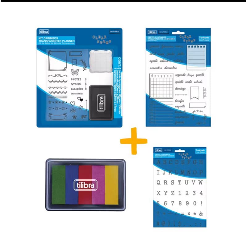 Kit Carimbos Transparentes Silicone OU Unitario - Tilibra Planner Calendário e Básico
