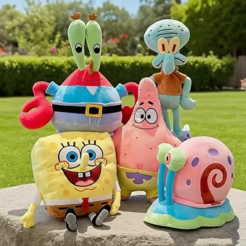Pelúcias do Bob Esponja Calça Quadrada Turma do Fenda Siri 23cm - Hipoalérgica E Macia