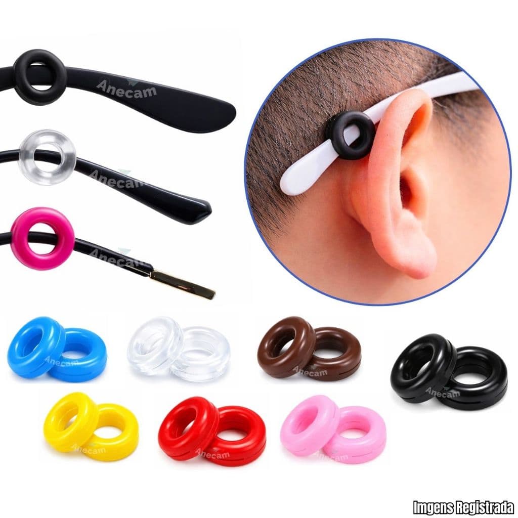 Trava Óculos Antiderrapante Silicone Kit 2/6/10/24 Un Não Cai Do Rosto Gancho Orelha Haste Conforto