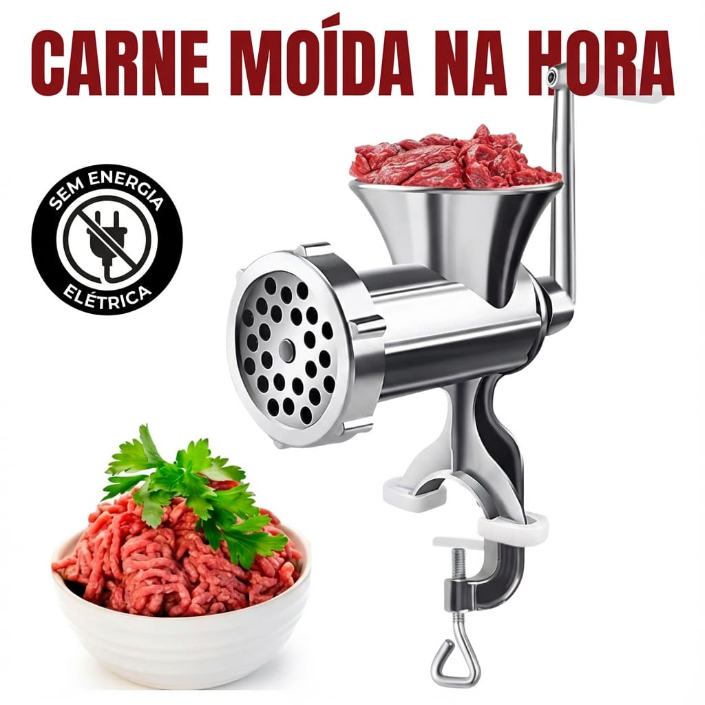 Moedor de Carne Manual com Manivela Moagem Caseira sem Energia Linguiça e Biscoito