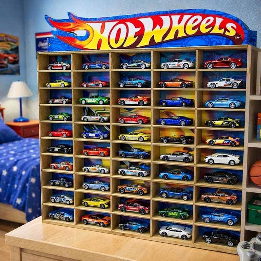 Estante Porta Hot Wheelss Para 50 Carrinhos Mdf Adesivado Menor Preço