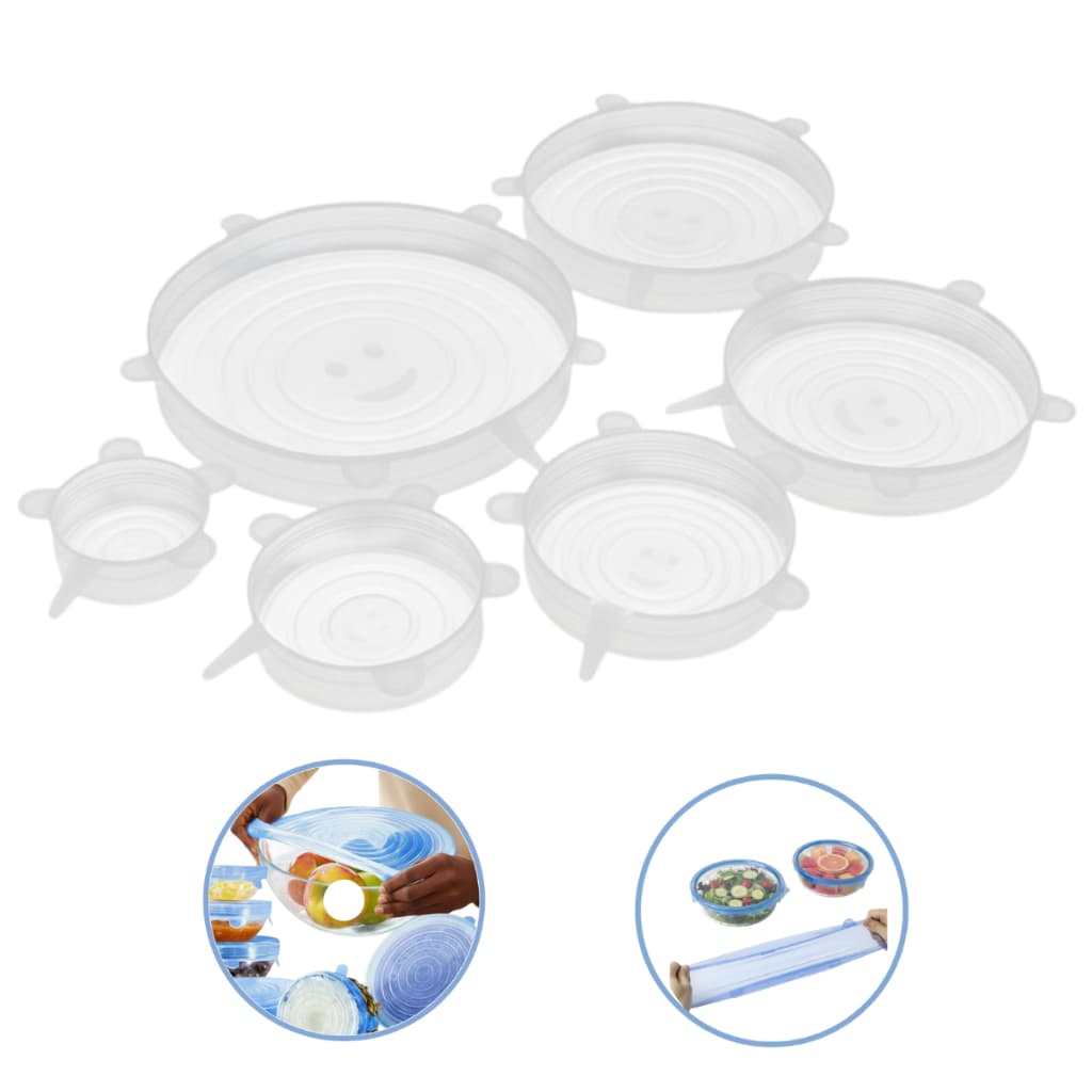 Kit 6 Tampas de Silicone Reutilizáveis para Alimentos Vedação Hermética, Segura, Conserva Alimentos 0 Desperdício