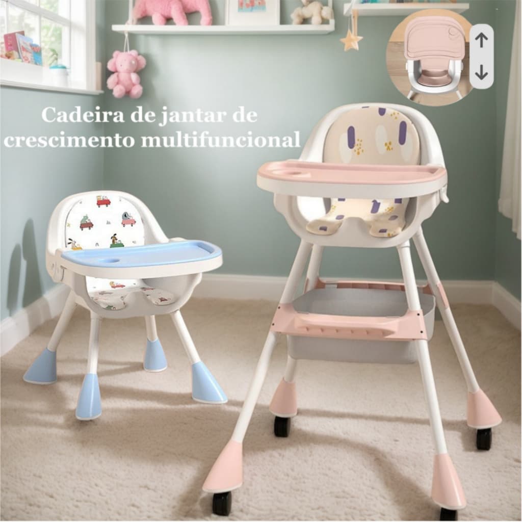 Cadeira De Alimentação Bebê Portátil 3 em 1 Jantar  Dobrável Multifunções Assento