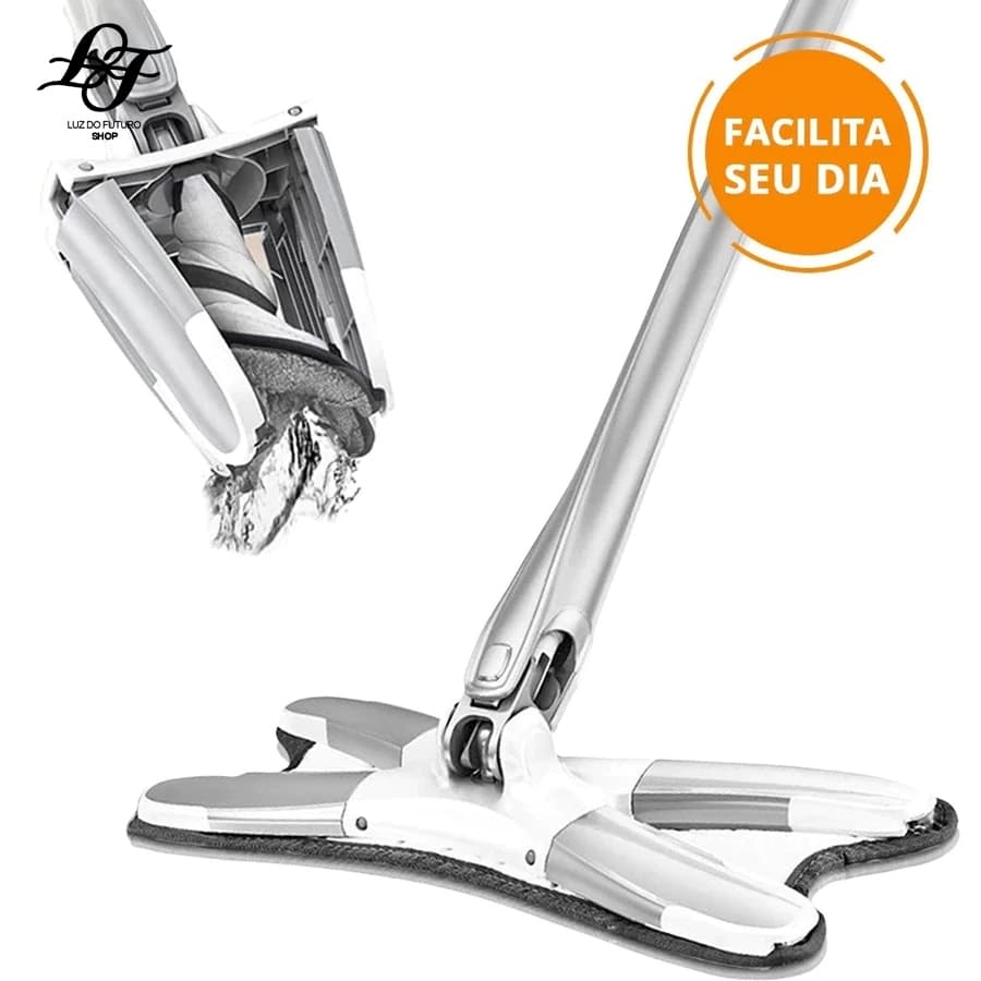 Esfregão Giratório Multiuso com 2 Refis ， Haste de 130cm e Rotação 360° para Limpeza Fácil e Rápida