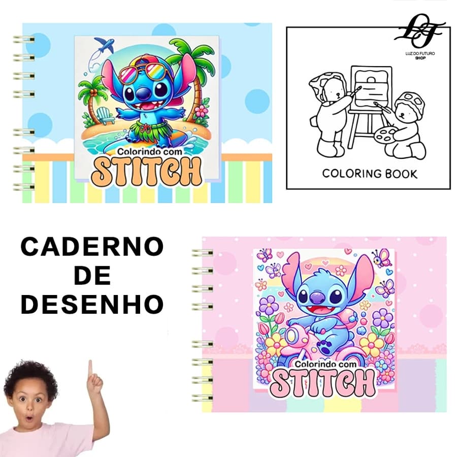 livro de Colorir Stch fofo infantil caderno de desenho para pintar 50 folhas