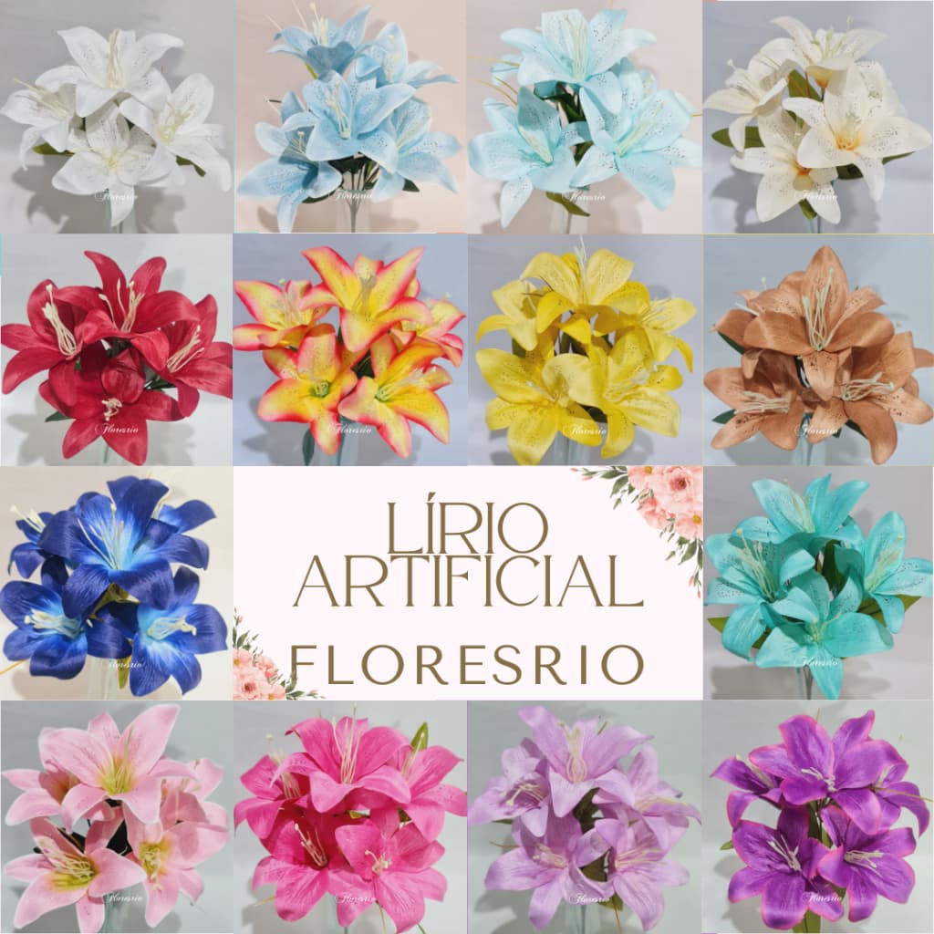 Lírio Artificial Buque Com 5 Flor P/ Decoração Casamento, Arranjos, Decorar Festas e casa
