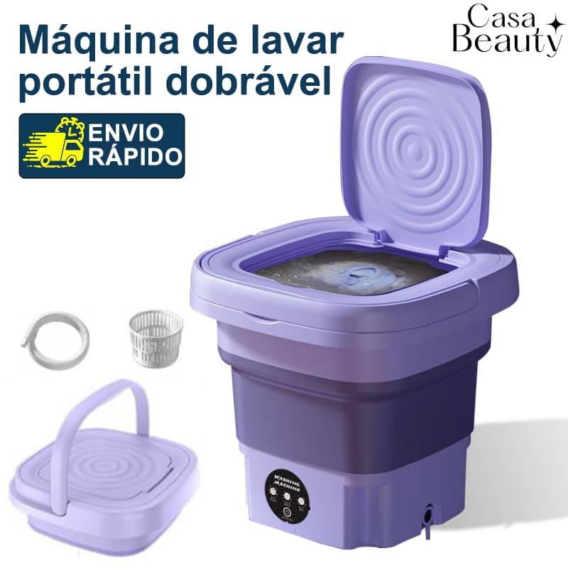 Mini Máquina de Lavar 40W Bivolt – Dobrável, Lavagem Eficiente de Meias e Roupinhas de Bebê CASA BEAUTY