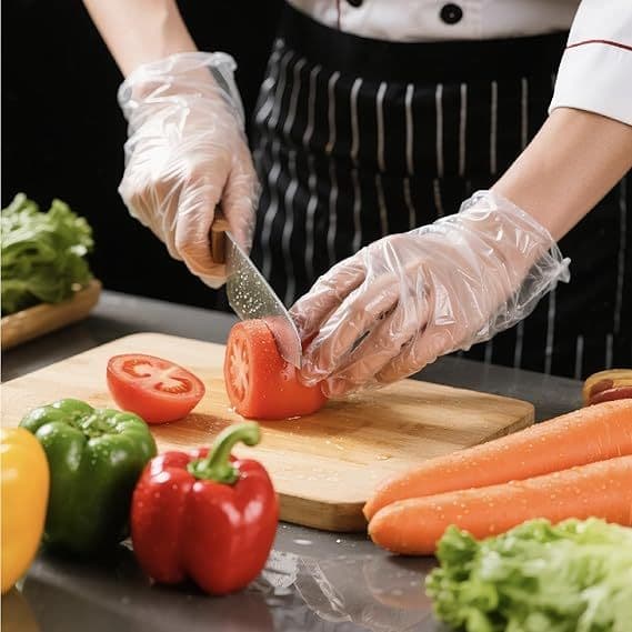100 UNIDADES Luvas Impermeáveis – Descartáveis de Plástico, À Prova de Óleo Casa/Restaurante