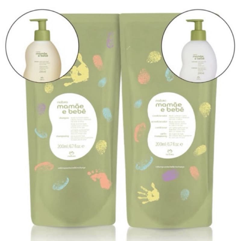 Kit  refil Shampoo e Condicionador Natura Mamãe e Bebê Original Limpeza Suave Não Arde os Olhos