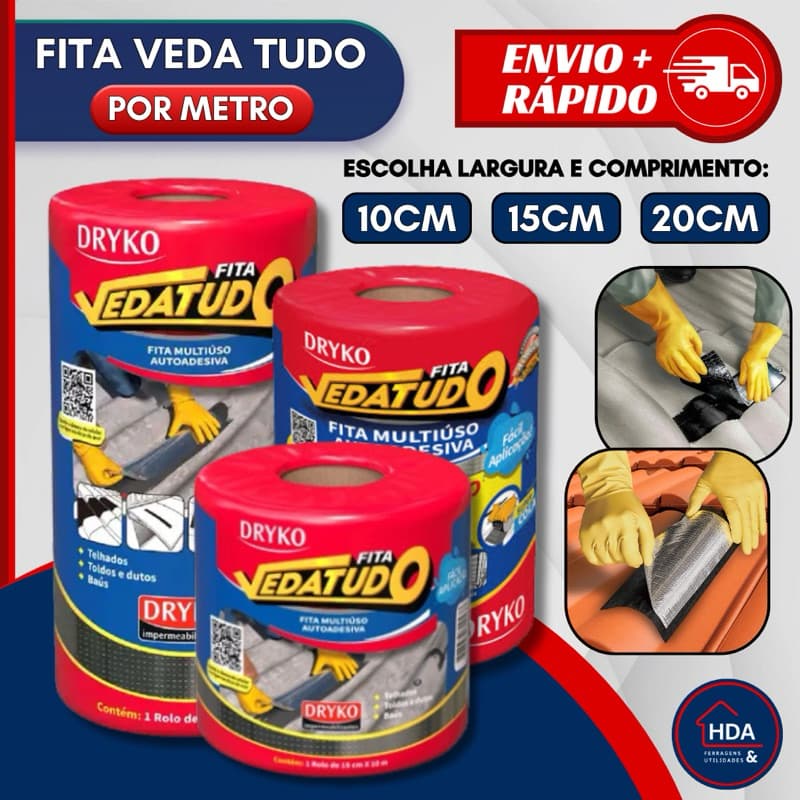 Fita Manta asfaltica de Aluminio Vedação Vazamentos 10cm 15cm ou 20cm Veda Tudo Laje Telhado Telhas