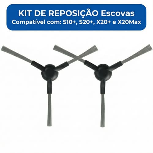 Par Escovas Laterais Compatível Xiaomi Robô Aspirador S10+ S20+ X10+ X20+