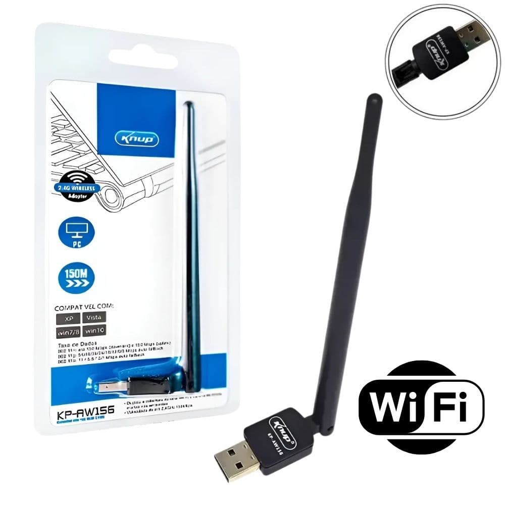 Adaptador Wi-fi 2.4ghz 150mbps Usb Antena Receptor Wireless Knup Pc Notebook