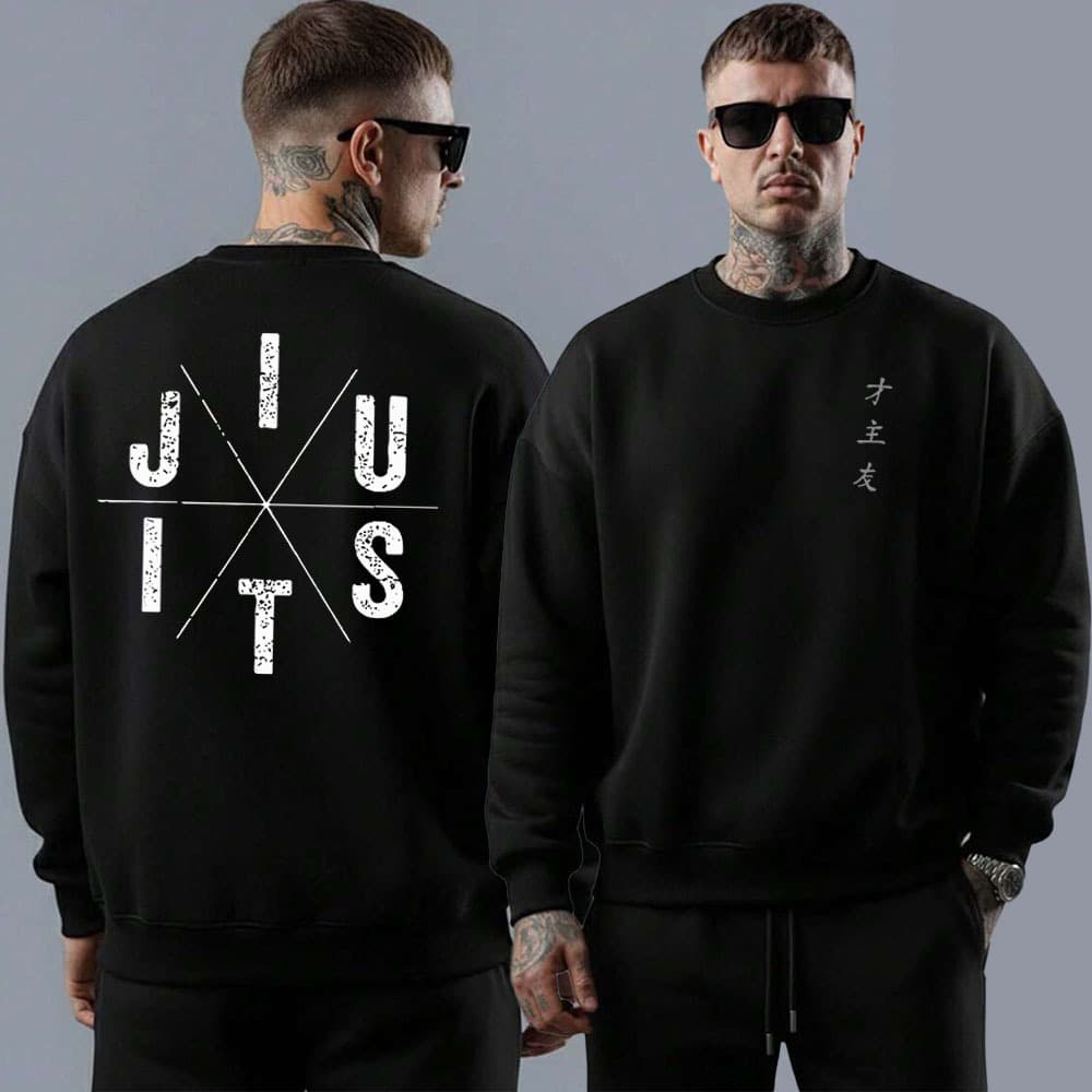 Moletom masculino gola careca estilosa arte marcial jiu jitsu minimalista confortável