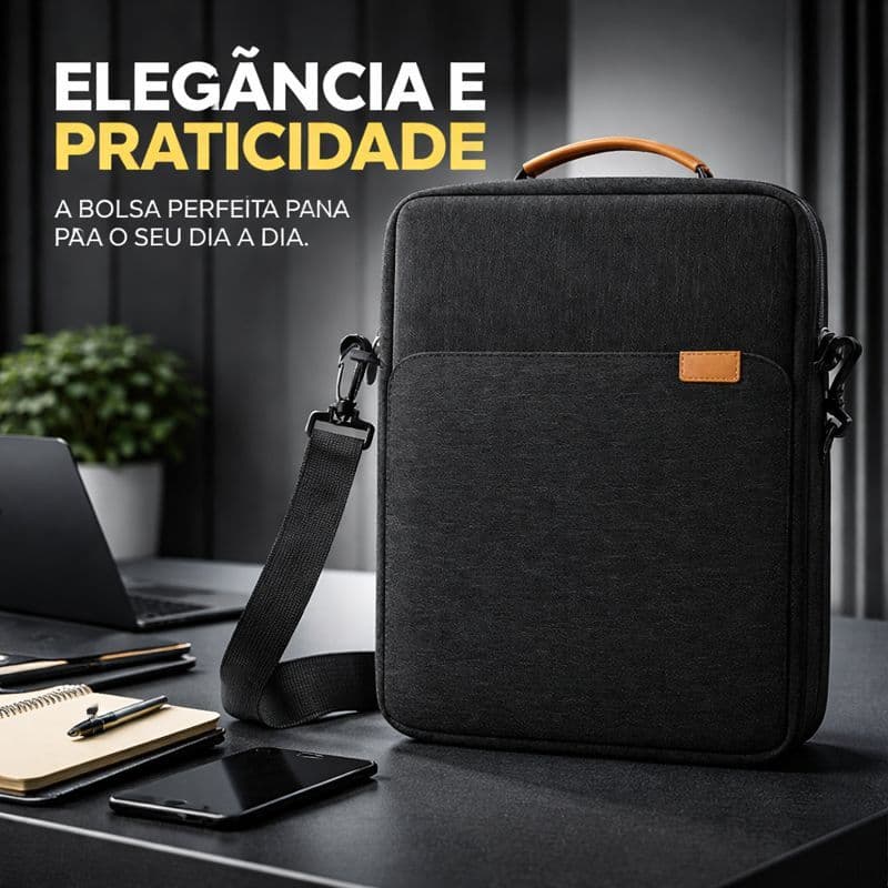 Bolsa Para Tablet e Notebook 13" Impermeável Alça de Ombro Leve Resistente e com Várias Divisórias