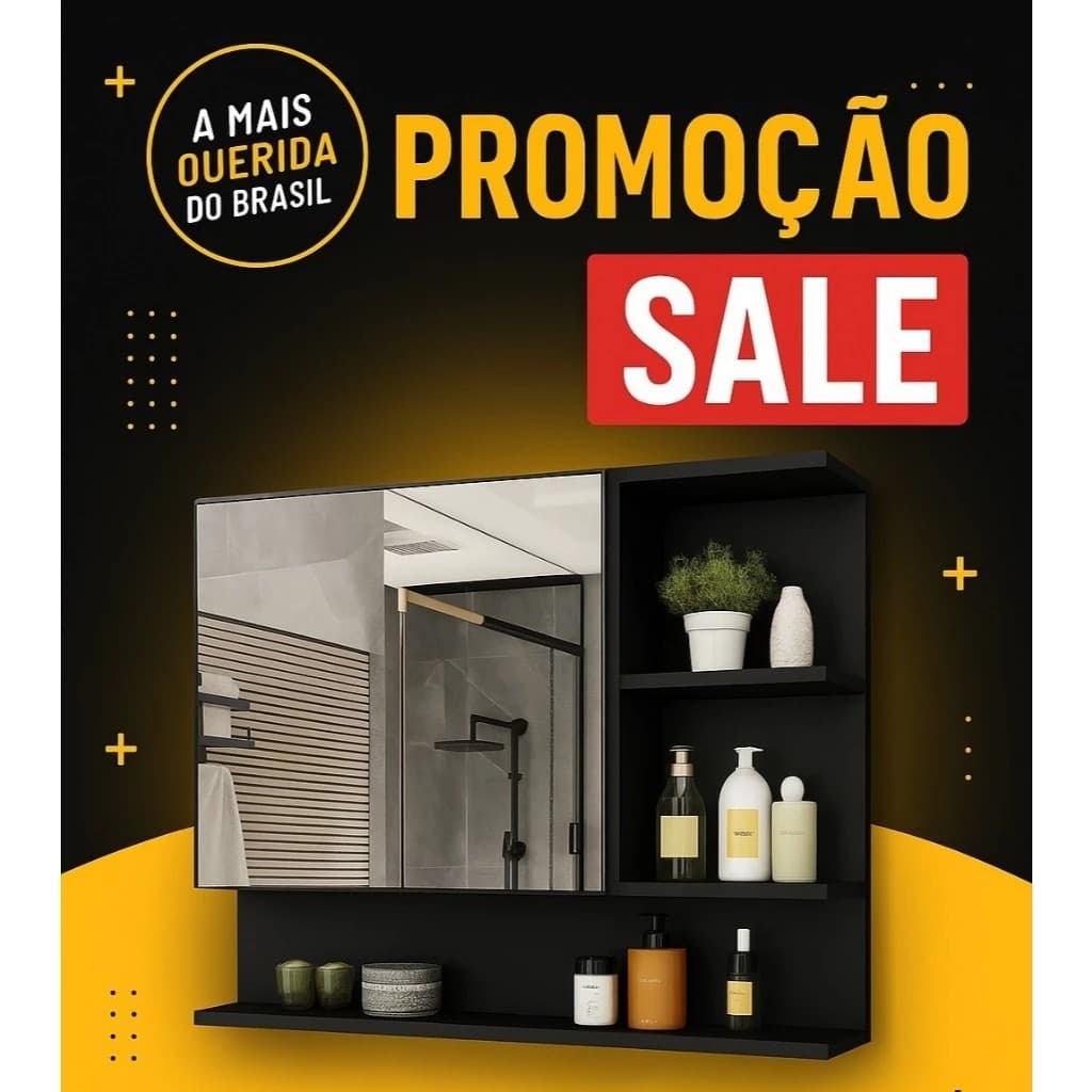 PROMOÇÃO!!! Armário de Banheiro Suspenso Com Espelho Espelheira Cleópatra - Varias Cores