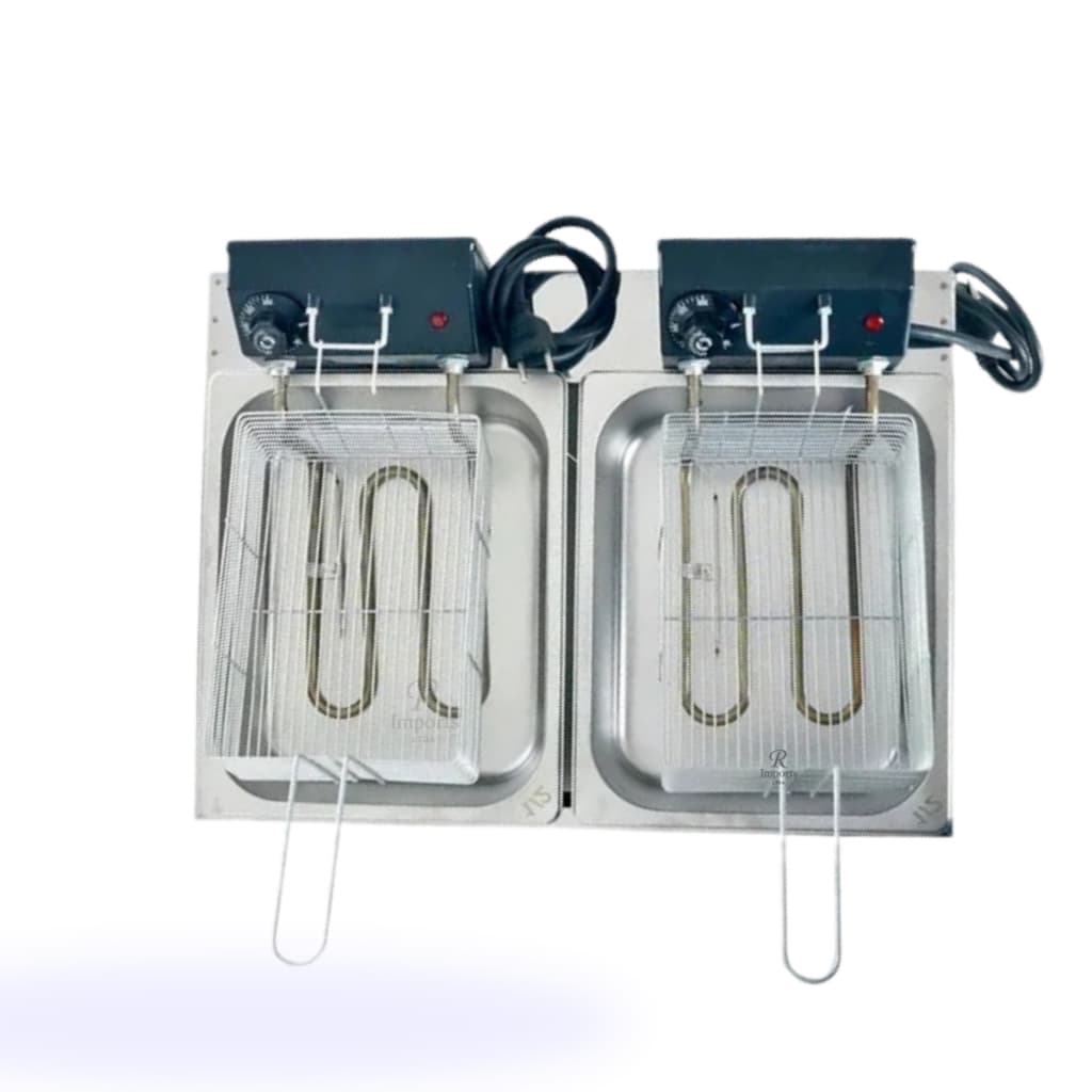Fritadeira Elétrica Rysa Imports  2 Cubas 10 Litros Inox Prateado 110V