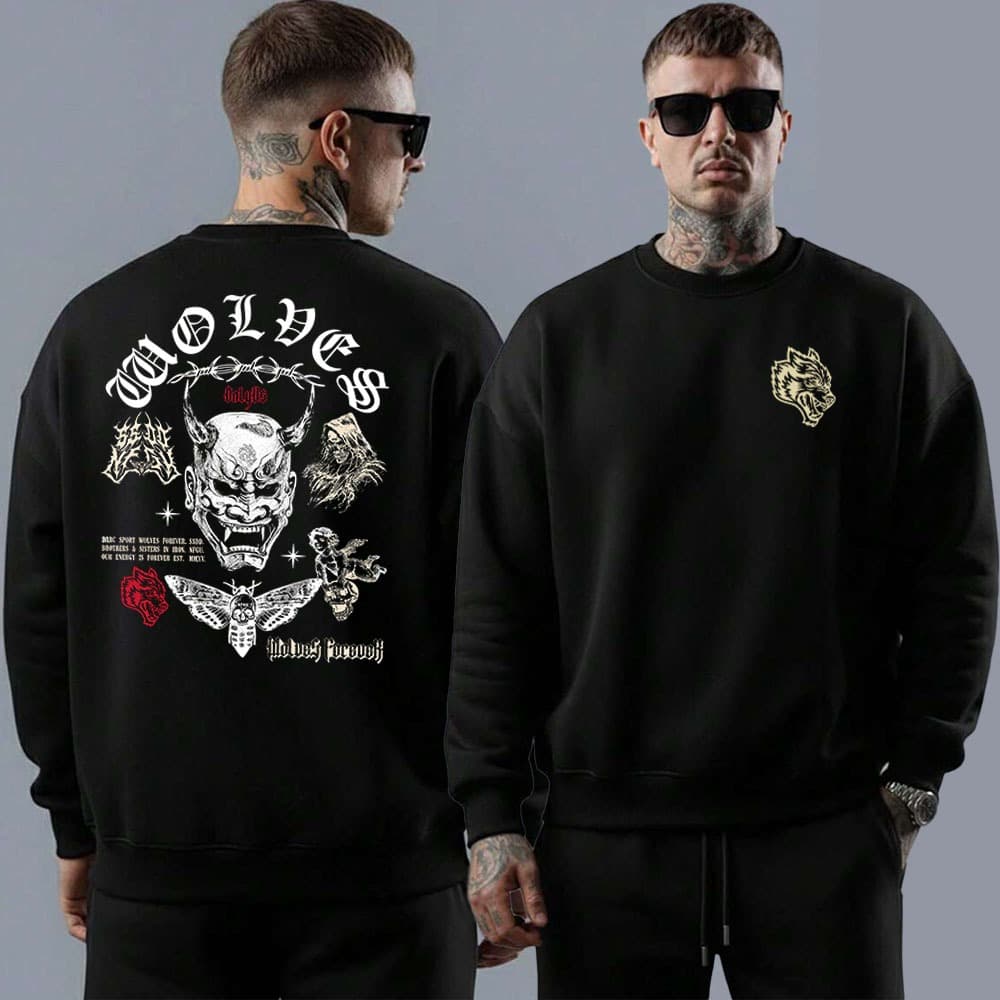 Moletom masculino gola careca blusa moda fitness gym dark skull estilosa moda casual