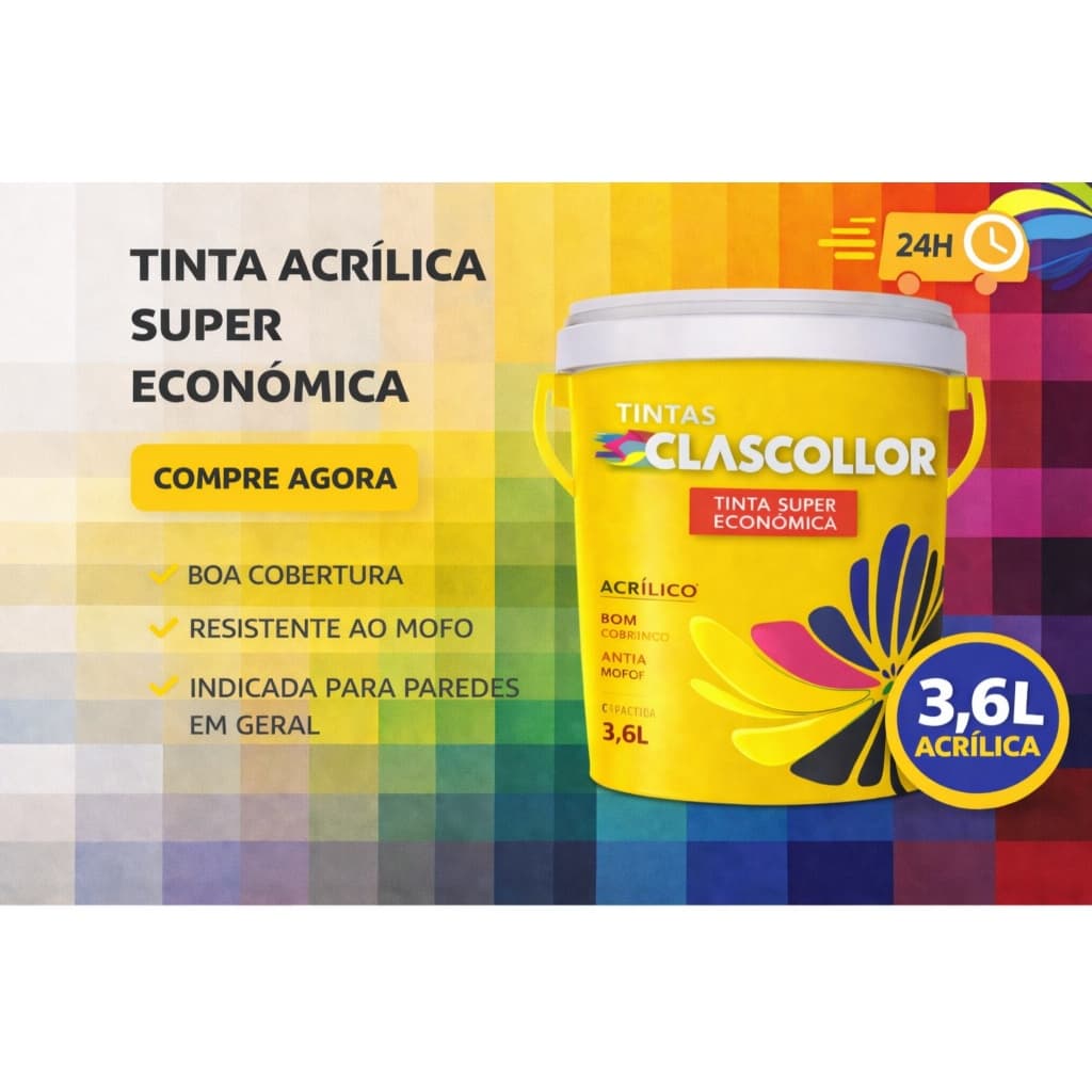 Tinta Acrilica Parede Nova 3,6l antimofo rende muito branco neve 42 cores diferentes