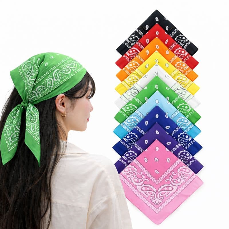 1/3/6 ou 12 Lenço Bandana Estampado Unissex – Para Cabelo, Pescoço ou Look Fashion, Várias Cores