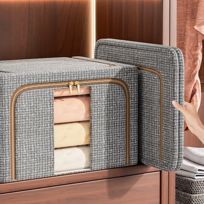 Caixa Organizadora Roupas Brinquedos Lençol Edredom Guarda Roupa Dobrável Visor Transparente