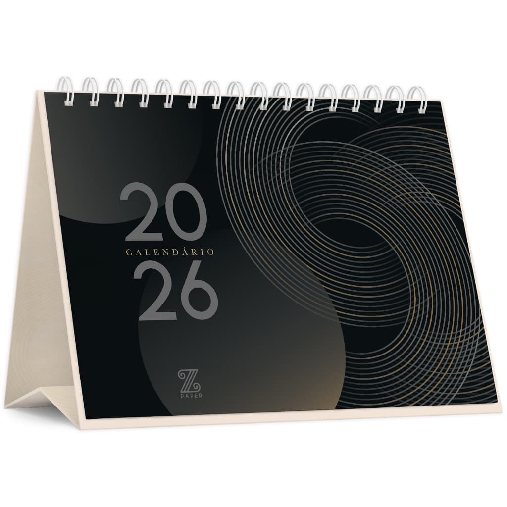 Calendário de mesa 2026 - Aros (preto) - Z Paper