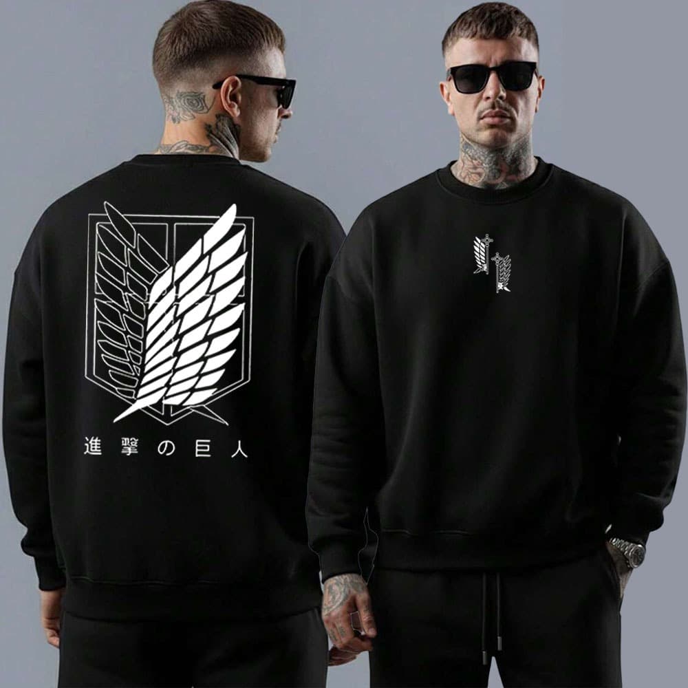 Moletom masculino gola careca blusa em algodão anime manga geek attack on tintan eren key estilosa