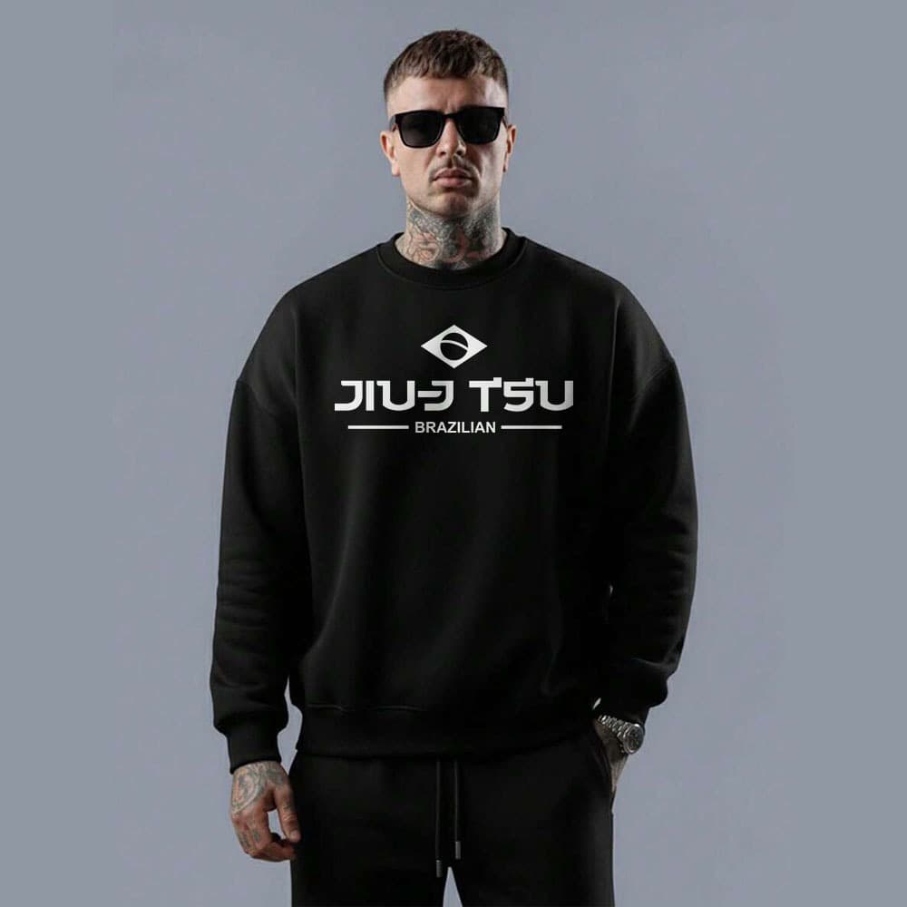 Moletom masculino gola careca blusa em algodão jiu jitsu brazilian exclusiva arte marcial luta