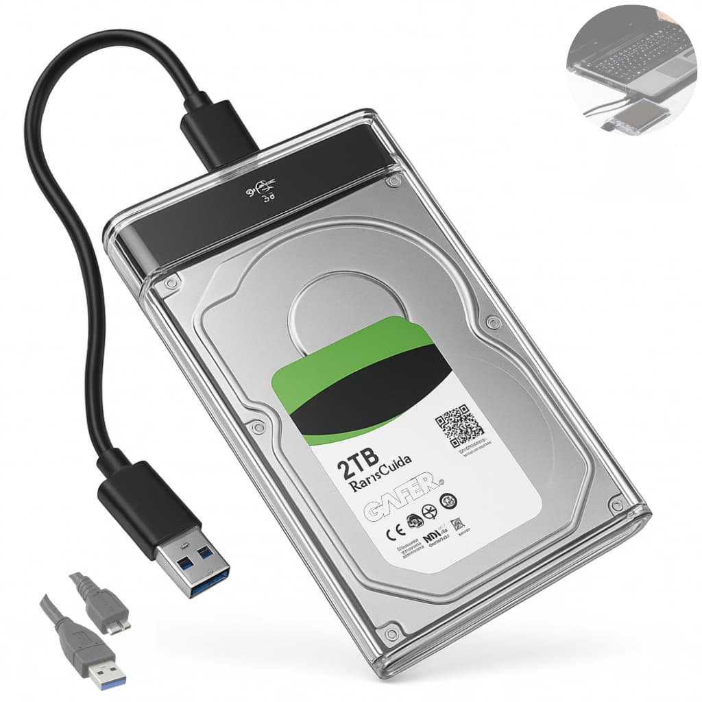 Case Para HD SSD 2.5'' Externo Transparente Slim USB 3.0 Portátil Adaptador SATA Plug & Play