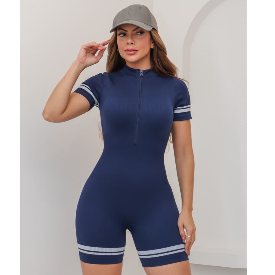 Macacão Fitness Feminino Yoga Esportivo Canelada Poliamida Academia Bojo Elástica 3RD SD1870