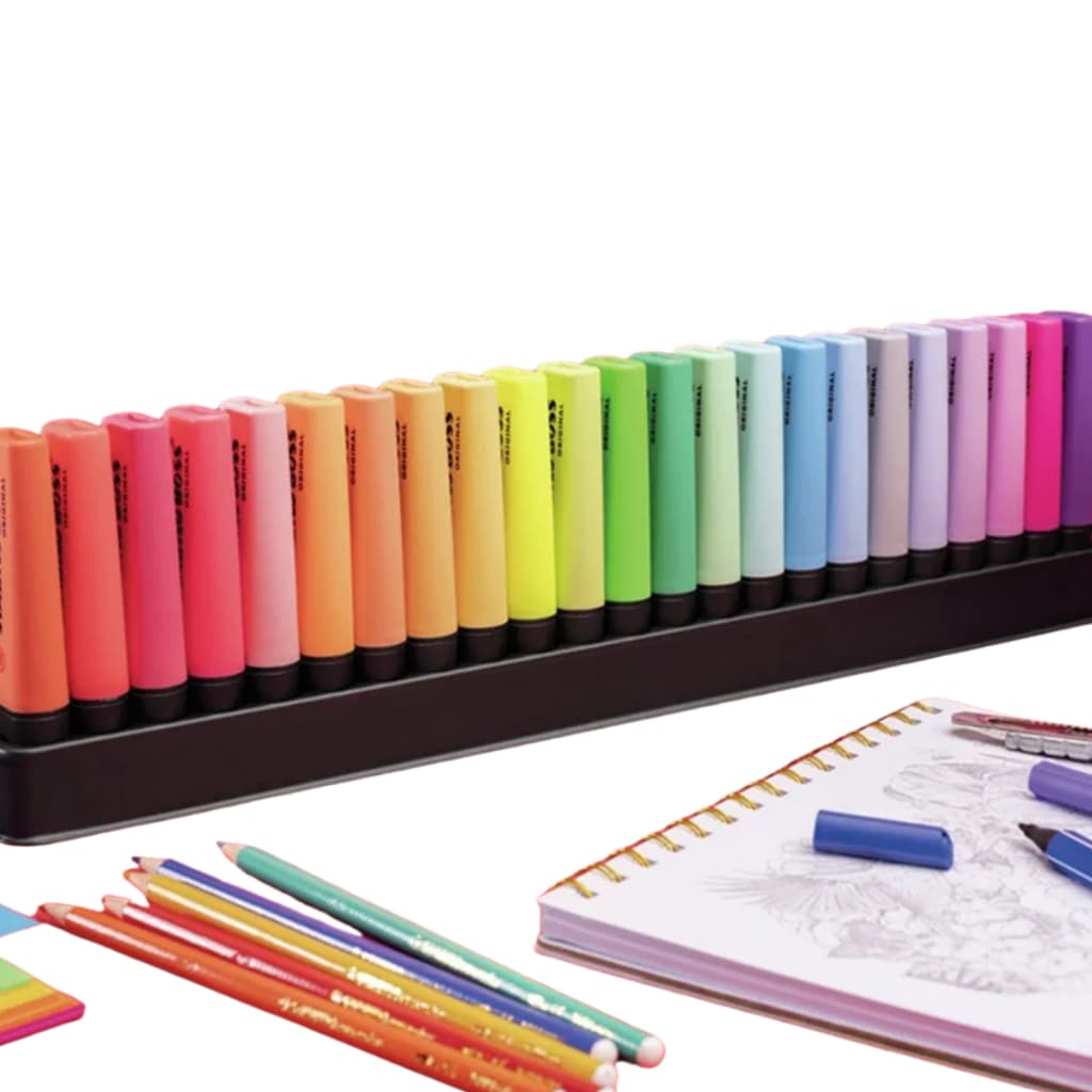 Kit Caneta Marca Texto Escolar 15 Cores Neon e Pastel