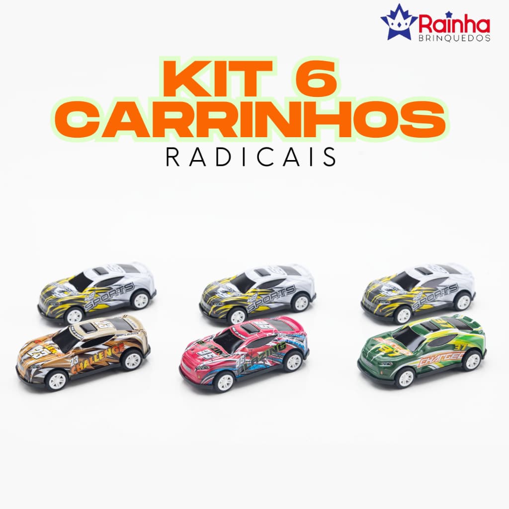 Kit Carrinhos Divertidos Metálico Mini Carros Brinquedo com Fricção